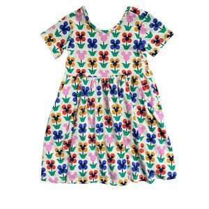 Hanna Anderson Mickey Mouse Dress 100cm/4 Round Neck Short Sleeve Cotton